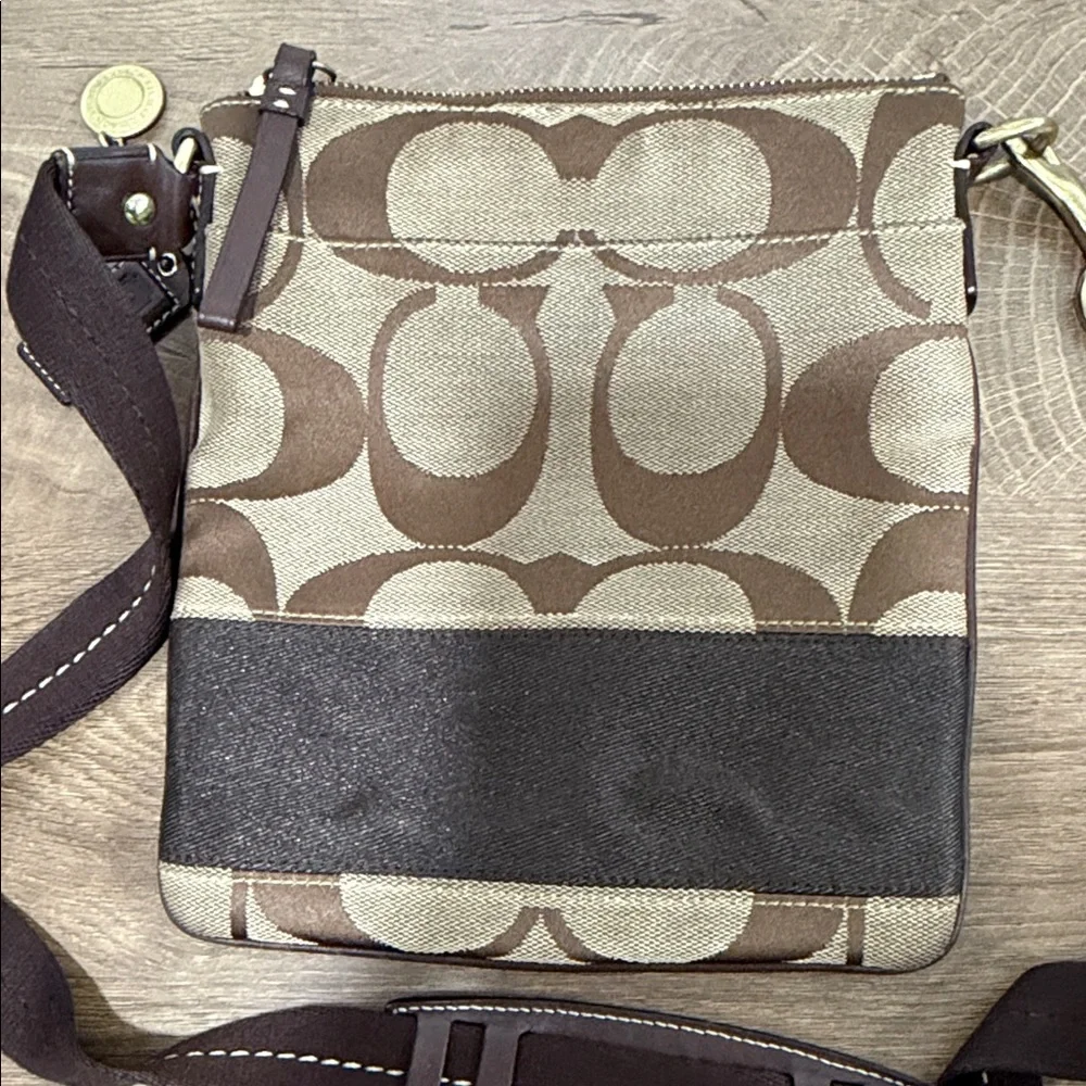 Coach Signature Canvas Crossbody in Brown and Tan - Picture 4 of 4